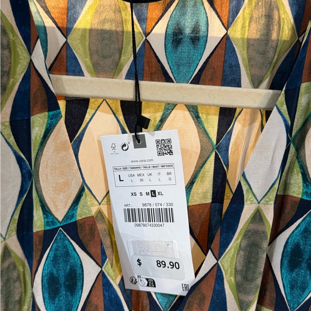 Zara Multicolor Geometric Maxi Dress in Teal, Navy & Cream - Picture 6 of 7